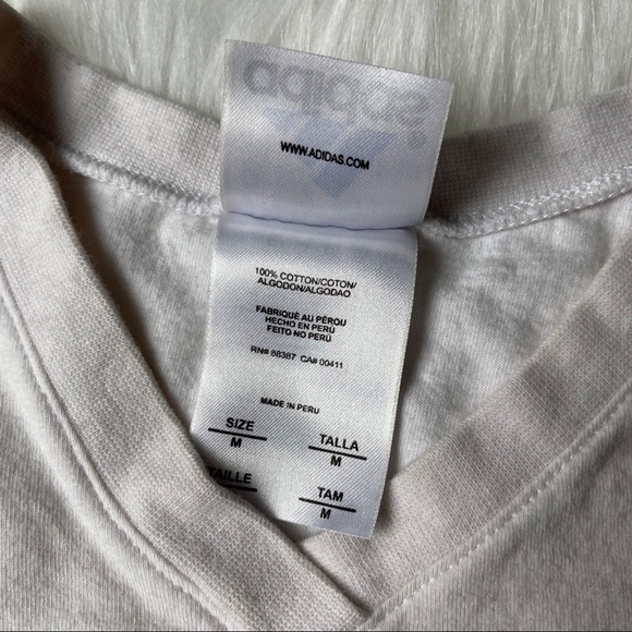 Adidas White & Black V Neck Athletic Tee - Picture 5 of 6